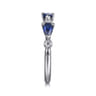 14K White Gold Diamond and Pear Sapphire Ladies Ring - 0.1 ct