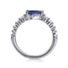 14K White Gold Diamond and Pear Sapphire Ring - 0.21 ct
