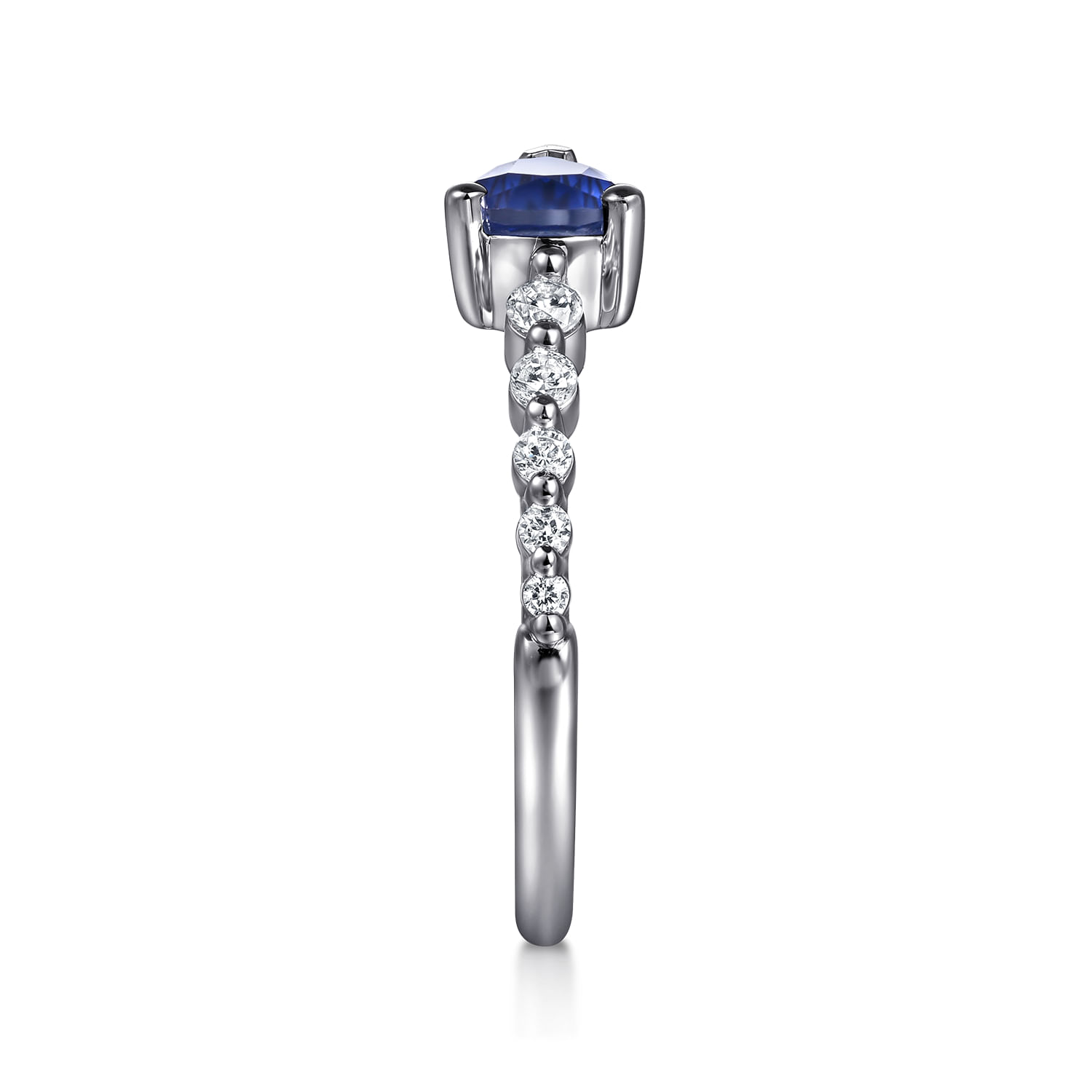 14K White Gold Diamond and Pear Sapphire Ring
