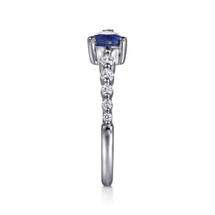 14K White Gold Diamond and Pear Sapphire Ring