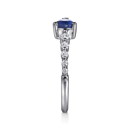 14K White Gold Diamond and Pear Sapphire Ring