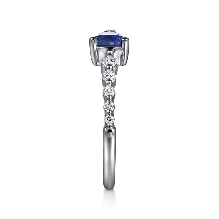 14K White Gold Diamond and Pear Sapphire Ring - 0.21 ct - Shot 4