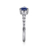 14K White Gold Diamond and Pear Sapphire Ring - 0.21 ct