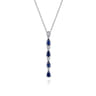 14K White Gold Diamond and Pear Sapphire Vertical Bar Necklace - 0.15 ct