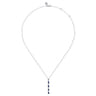 14K White Gold Diamond and Pear Sapphire Vertical Bar Necklace - 0.15 ct