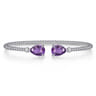 14K White Gold Diamond and Pear Shape Amethyst Bujukan Bangle - 0.07 ct