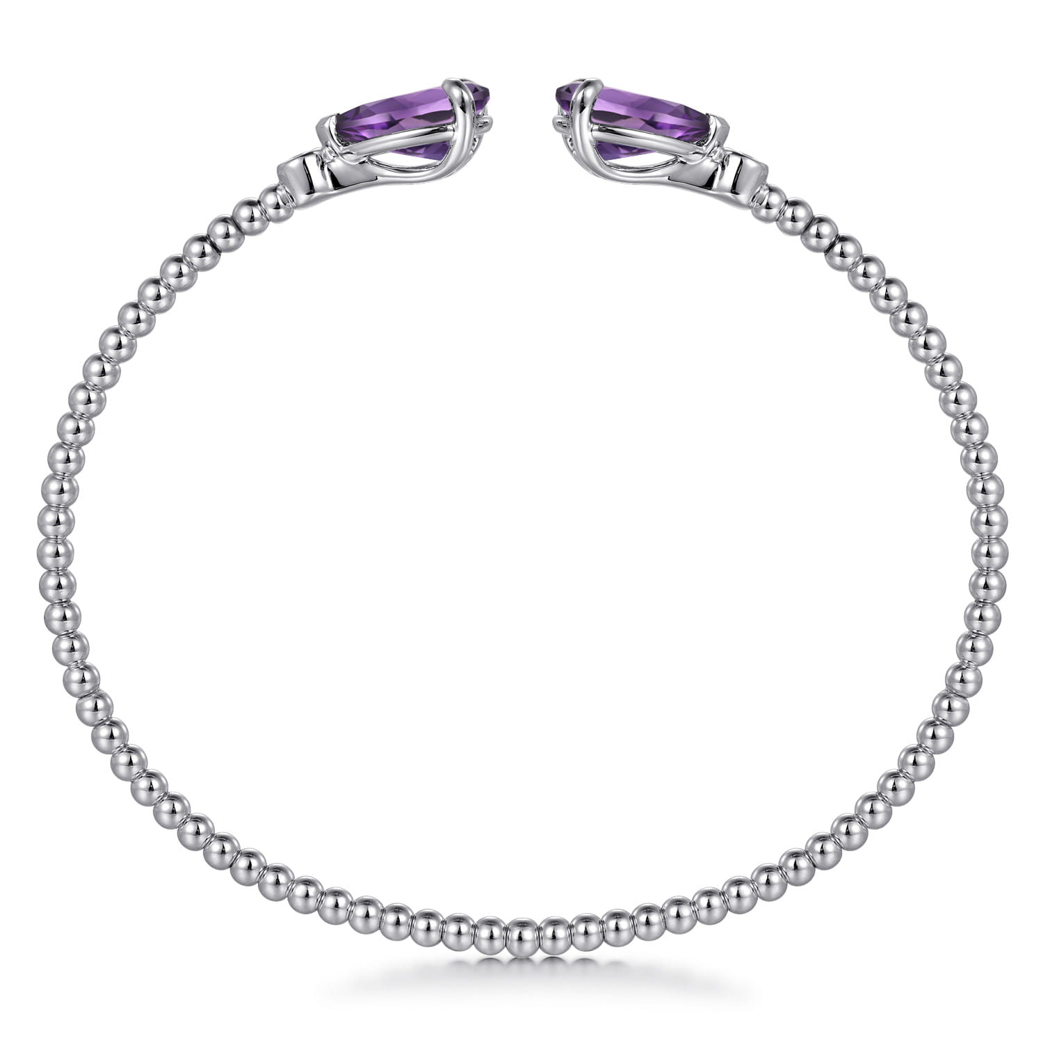 14K White Gold Diamond and Pear Shape Amethyst Bujukan Bangle - 0.07 ct - Shot 3
