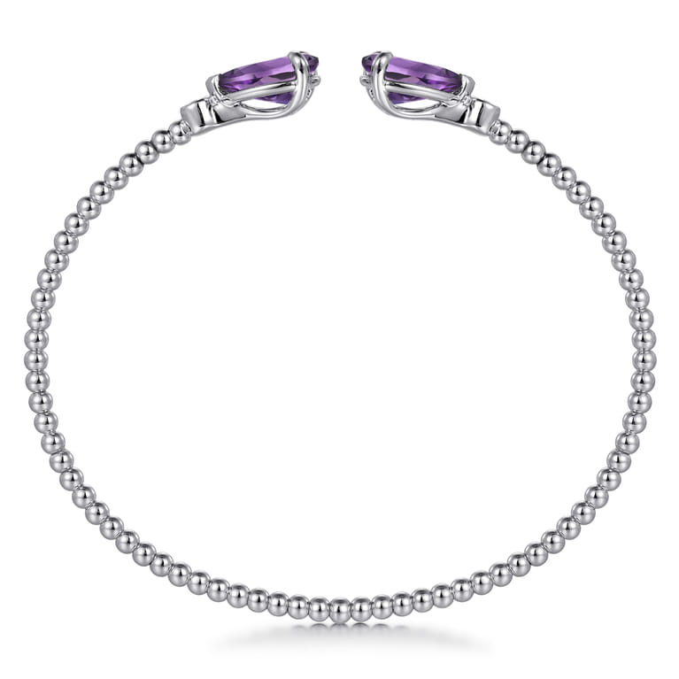 14K White Gold Diamond and Pear Shape Amethyst Bujukan Bangle - 0.07 ct - Shot 3