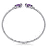 14K White Gold Diamond and Pear Shape Amethyst Bujukan Bangle - 0.07 ct