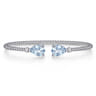14K White Gold Diamond and Pear Shape Aquamarine Bujukan Bangle - 0.07 ct
