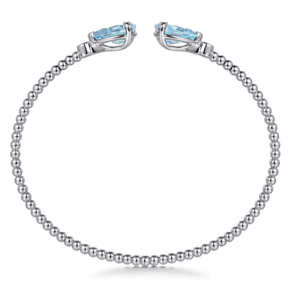 14K White Gold Diamond and Pear Shape Aquamarine Bujukan Bangle