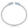 14K White Gold Diamond and Pear Shape Aquamarine Bujukan Bangle - 0.07 ct