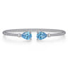 14K White Gold Diamond and Pear Shape Blue Topaz Bujukan Bangle - 0.07 ct