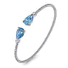 14K White Gold Diamond and Pear Shape Blue Topaz Bujukan Bangle - 0.07 ct