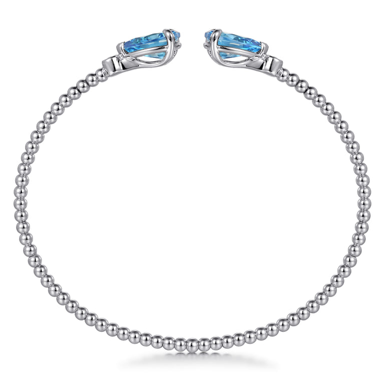 14K White Gold Diamond and Pear Shape Blue Topaz Bujukan Bangle - 0.07 ct - Shot 3