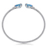 14K White Gold Diamond and Pear Shape Blue Topaz Bujukan Bangle - 0.07 ct