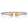 14K White Gold Diamond and Pear Shape Citrine Bujukan Bangle - 0.07 ct