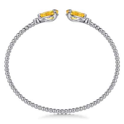 14K White Gold Diamond and Pear Shape Citrine Bujukan Bangle