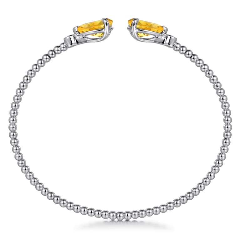 14K White Gold Diamond and Pear Shape Citrine Bujukan Bangle - 0.07 ct - Shot 3