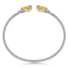 14K White Gold Diamond and Pear Shape Citrine Bujukan Bangle - 0.07 ct