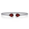 14K White Gold Diamond and Pear Shape Garnet Bujukan Bangle - 0.07 ct