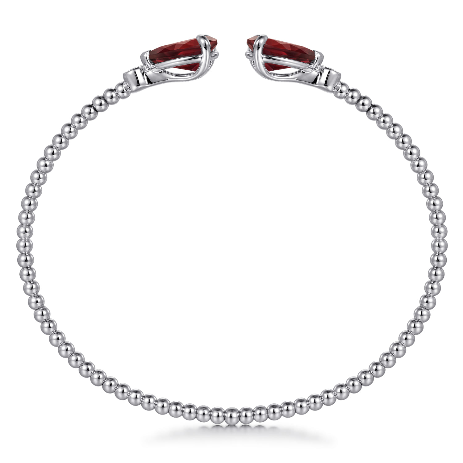 14K White Gold Diamond and Pear Shape Garnet Bujukan Bangle - 0.07 ct - Shot 3