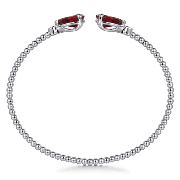 14K White Gold Diamond and Pear Shape Garnet Bujukan Bangle - 0.07 ct - Shot 3