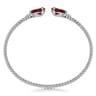 14K White Gold Diamond and Pear Shape Garnet Bujukan Bangle - 0.07 ct