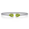 14K White Gold Diamond and Pear Shape Peridot Bujukan Bangle - 0.07 ct