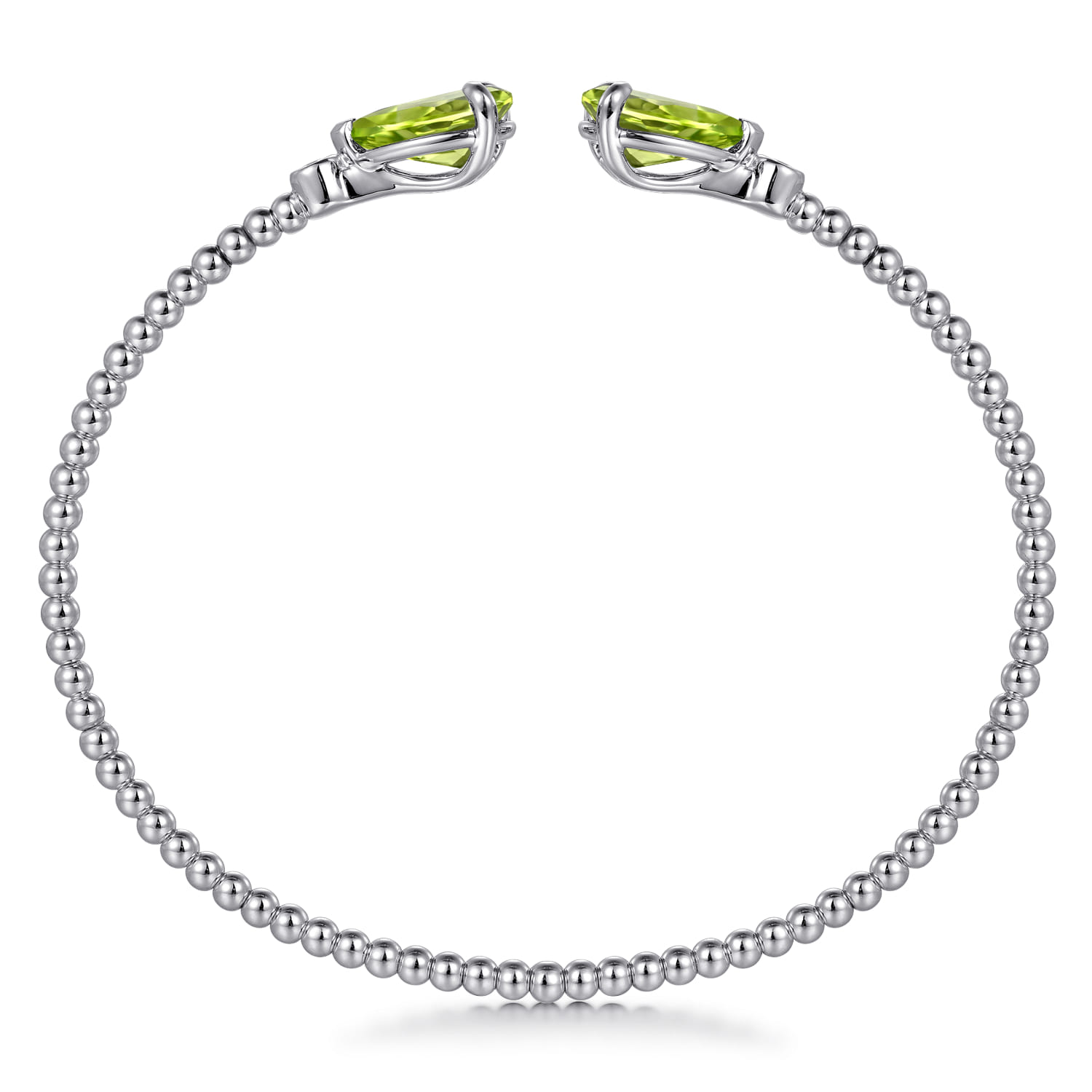 14K White Gold Diamond and Pear Shape Peridot Bujukan Bangle - 0.07 ct - Shot 3