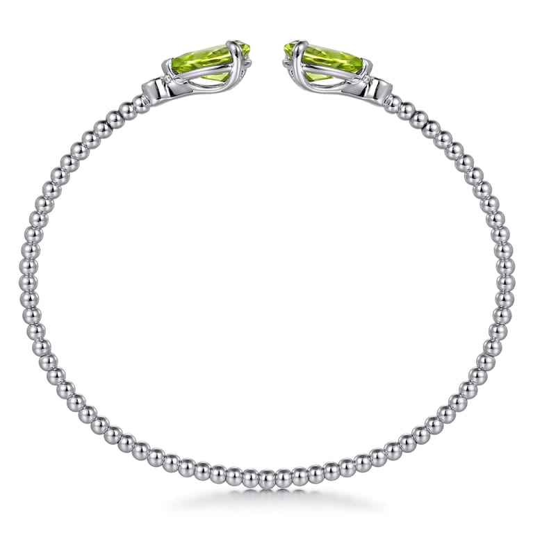 14K White Gold Diamond and Pear Shape Peridot Bujukan Bangle - 0.07 ct - Shot 3