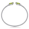 14K White Gold Diamond and Pear Shape Peridot Bujukan Bangle - 0.07 ct