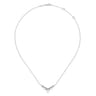 14K White Gold Diamond and Pearl Chevron Necklace - 0.25 ct