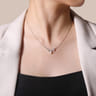 14K White Gold Diamond and Pearl Chevron Necklace - 0.25 ct