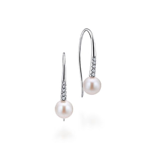 14K-White-Gold-Diamond-and-Pearl-Fish-Wire-Drop-Earrings1