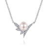 14K White Gold Diamond and Pearl Necklace - 0.32 ct