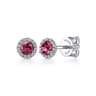 14K White Gold Diamond and Pink Tourmaline Stud Earrings - 0.09 ct