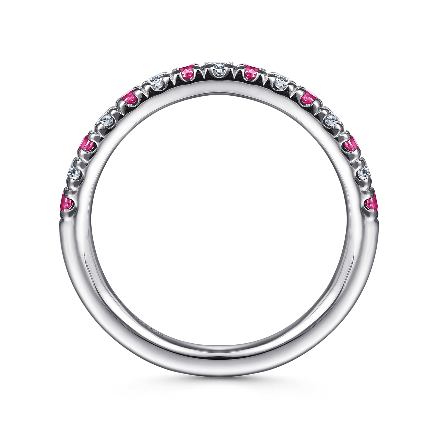 14K White Gold Diamond and Ruby Anniversary Band