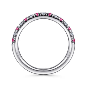 14K White Gold Diamond and Ruby Anniversary Band