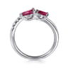 14K White Gold Diamond and Ruby Bypass Ring - 0.15 ct