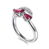 14K White Gold Diamond and Ruby Bypass Ring - 0.15 ct