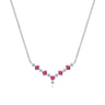 14K White Gold Diamond and Ruby Curved Bar Necklace - 0.1 ct