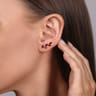 14K White Gold Diamond and Ruby Ear Climber Stud Earrings - 0.18 ct