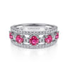 14K White Gold Diamond and Ruby Ladies Ring - 0.6 ct