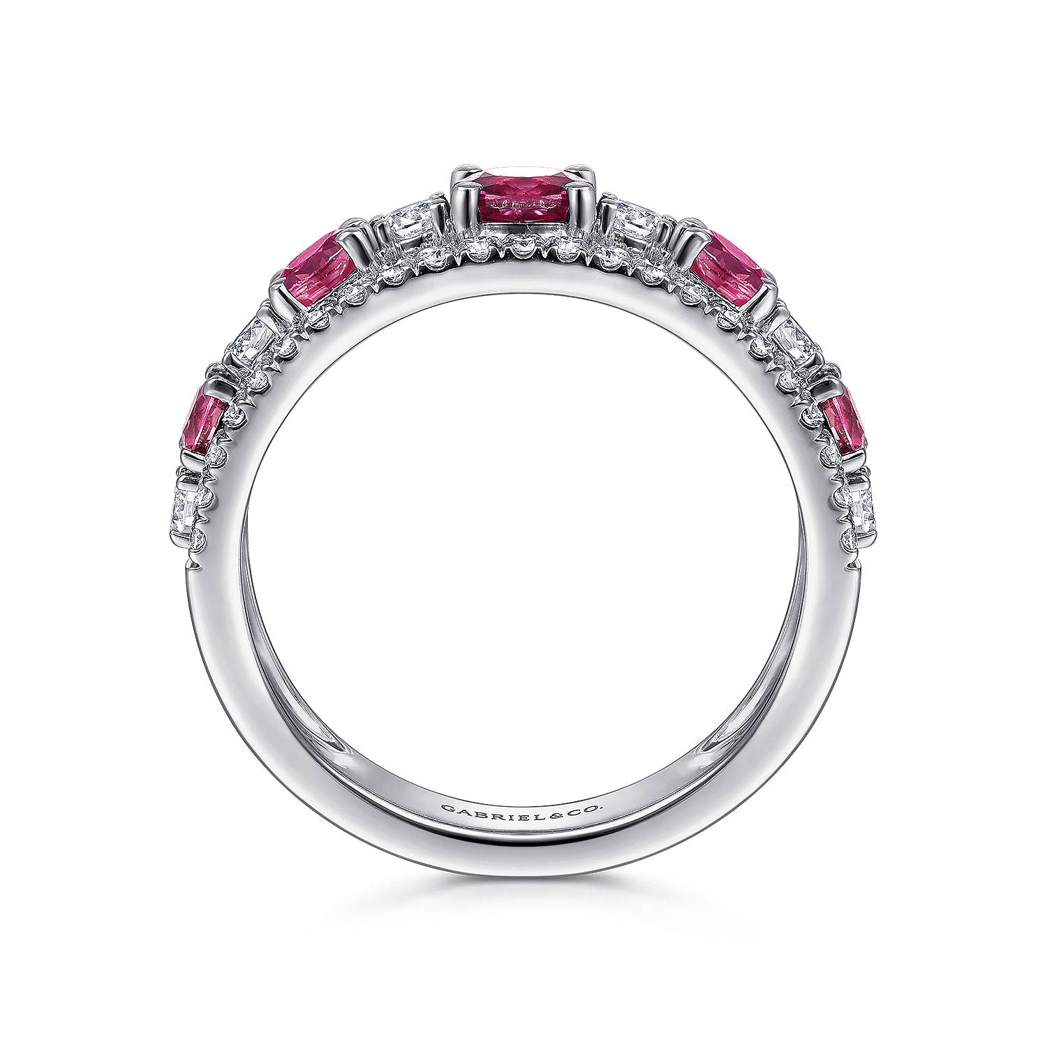 14K White Gold Diamond and Ruby Ladies Ring