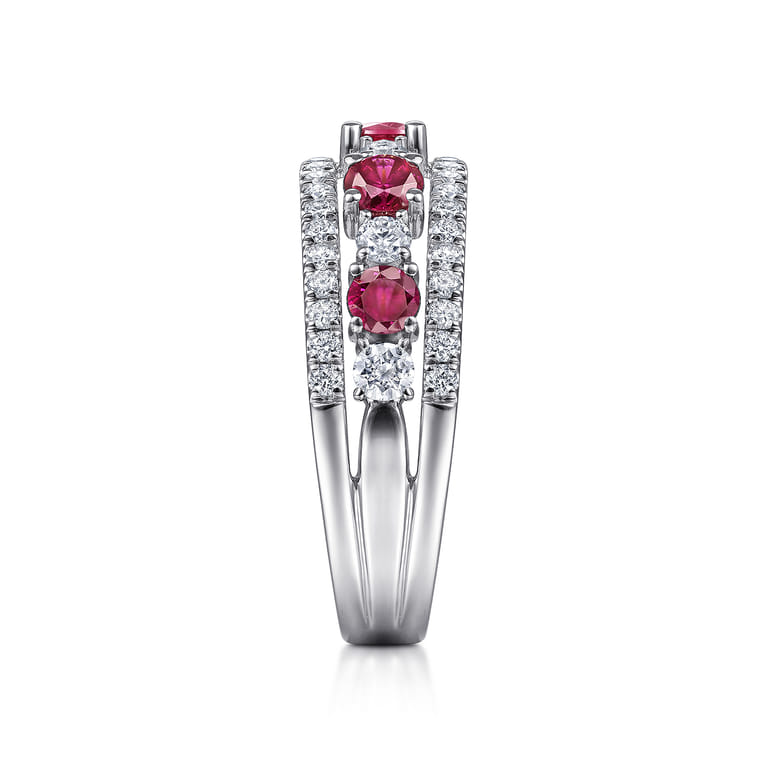 14K White Gold Diamond and Ruby Ladies Ring - 0.6 ct - Shot 4