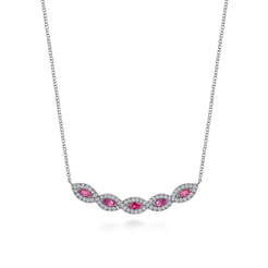 14K White Gold Diamond and Ruby Necklace