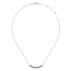 14K White Gold Diamond and Ruby Necklace