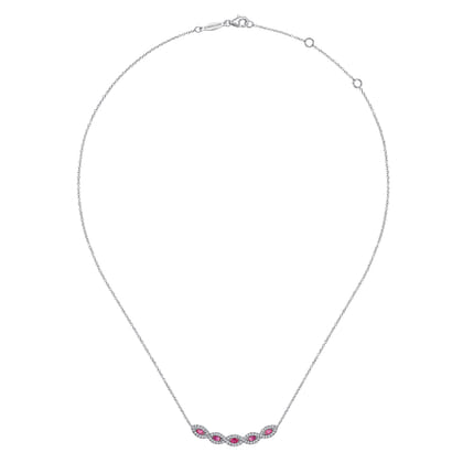 14K White Gold Diamond and Ruby Necklace