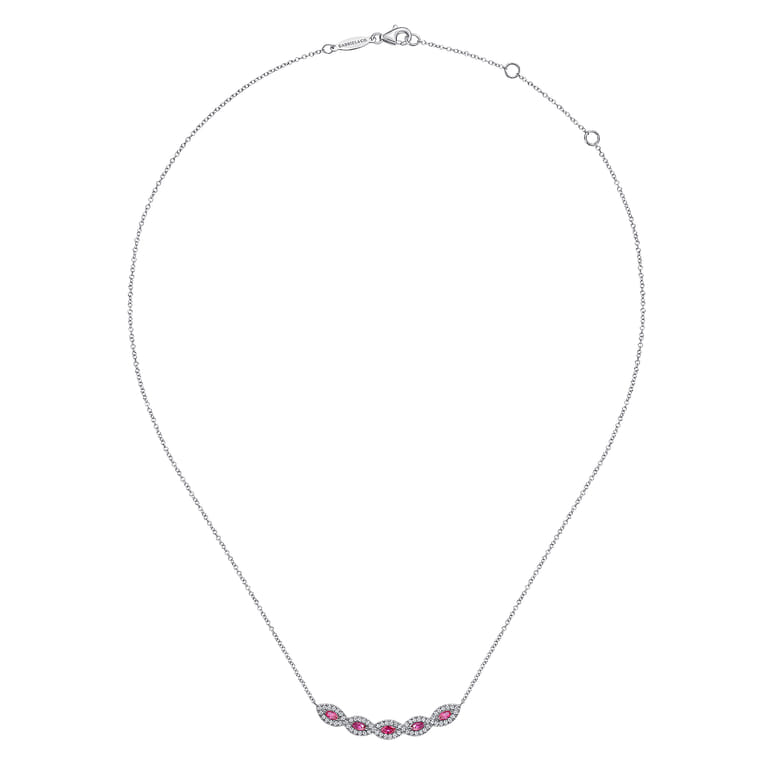 14K White Gold Diamond and Ruby Necklace - 0.33 ct - Shot 2
